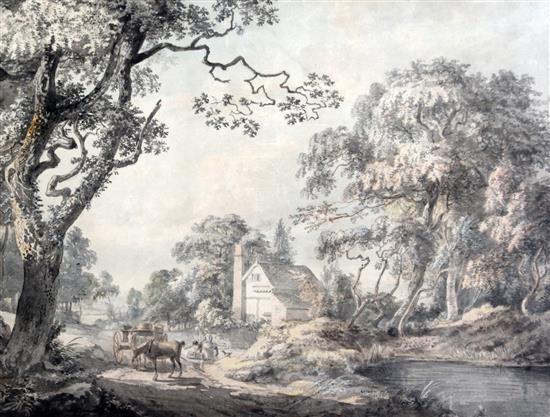 Paul Sandby RA (1731-1809) On the road to Dartford, 14 x 20.5in.